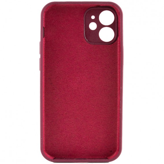Чехол Silicone Case Full Camera Protective (AA) NO LOGO для Apple iPhone 12 (6.1"), Бордовый / Plum