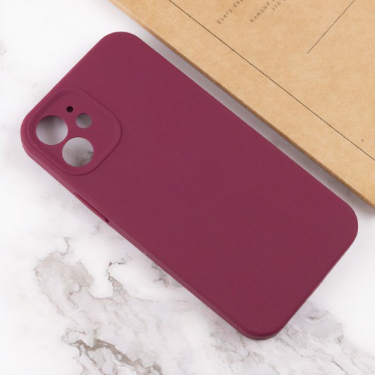 Чохол Silicone Case Full Camera Protective (AA) NO LOGO для Apple iPhone 12 (6.1"), Бордовий / Plum - зображення 3 