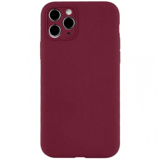Чехол Silicone Case Full Camera Protective (AA) NO LOGO для Apple iPhone 12 Pro Max (6.7"), Бордовый / Plum