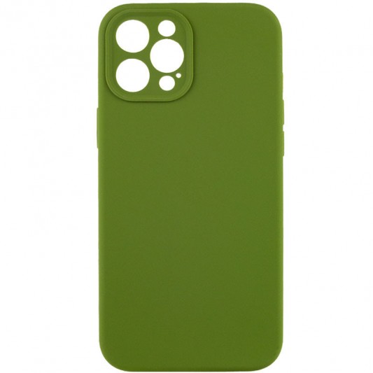 Чехол Silicone Case Full Camera Protective (AA) NO LOGO для Apple iPhone 12 Pro Max (6.7"), Зеленый / Dark Olive