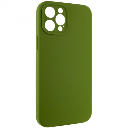 Чехол Silicone Case Full Camera Protective (AA) NO LOGO для Apple iPhone 12 Pro Max (6.7"), Зеленый / Dark Olive - изображение 1