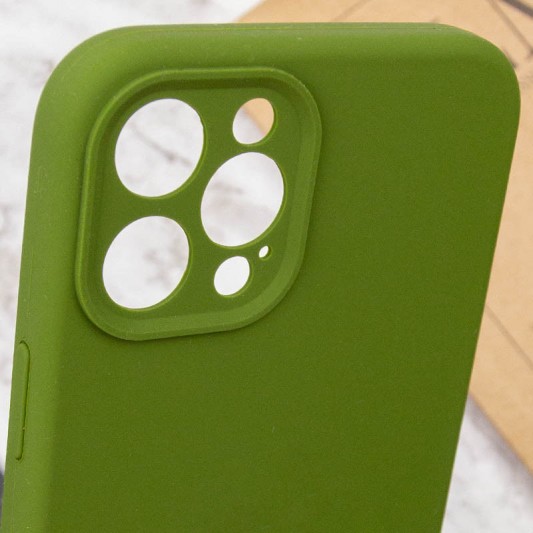 Чехол Silicone Case Full Camera Protective (AA) NO LOGO для Apple iPhone 12 Pro Max (6.7"), Зеленый / Dark Olive - изображение 4