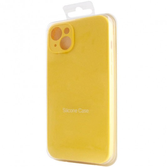 Чохол Silicone Case Full Camera Protective (AA) NO LOGO для Apple iPhone 15 (6.1"), Жовтий / Yellow - зображення 6 