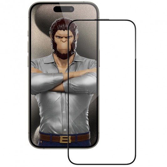 Защитное 3D стекло Blueo Hot Bending для Apple iPhone 15 Pro (6.1"), Черный - изображение 6