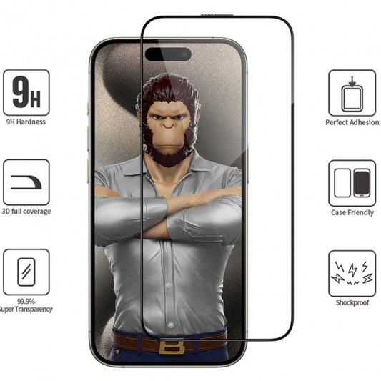 Захисне 3D скло Blueo Hot Bending для Apple iPhone 15 Pro Max (6.7") Чорний - зображення 2 