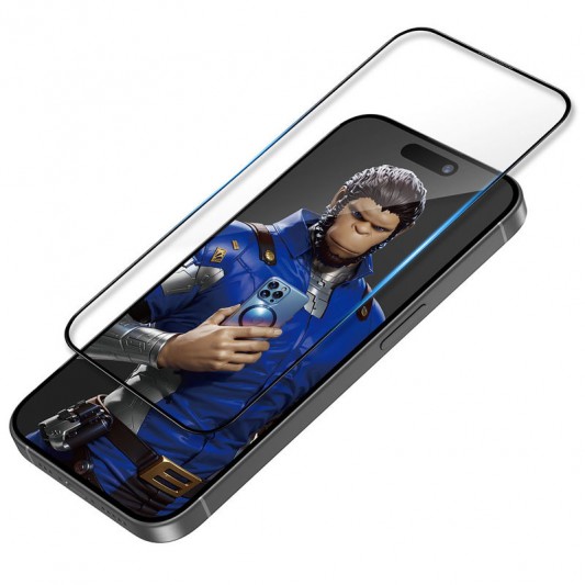 Защитное 3D стекло Blueo Invisible Airbag Anti-broken для Apple iPhone 14 Pro / 15 / 16 (6.1") Черный - изображение 3