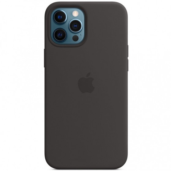 Чохол Silicone case (AAA) full with Magsafe and Animation для Apple iPhone 12 Pro / 12 (6.1"), Чорний / Black