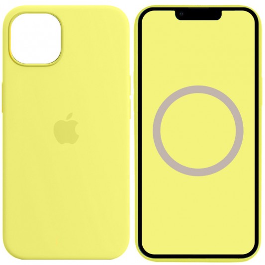 Чехол Silicone case (AAA) with Magsafe and Animation для Apple iPhone 13 (6.1") Желтый / Lemon Zest