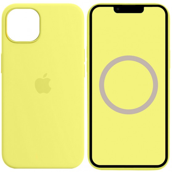 Чехол Silicone case (AAA) with Magsafe and Animation для Apple iPhone 13 (6.1") Желтый / Lemon Zest