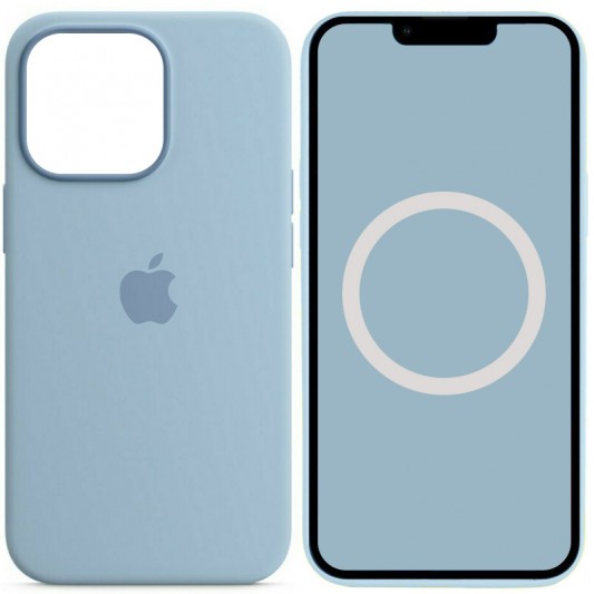 Чохол Silicone case (AAA) with Magsafe and Animation для Apple iPhone 13 Pro Max (6.7") Блакитний / Blue Fog
