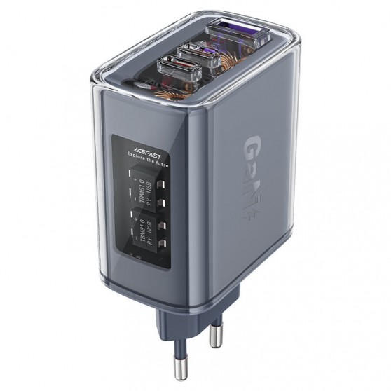 СЗУ Acefast A45 Exploration series PD65W GaN (1USB-A/2C) Mica gray