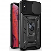 Противоударный чехол на iPhone X / XS - Camshield Serge Ring, Черный