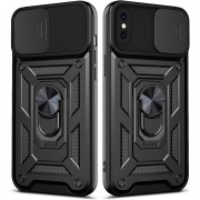 Противоударный чехол на iPhone X / XS - Camshield Serge Ring, Черный