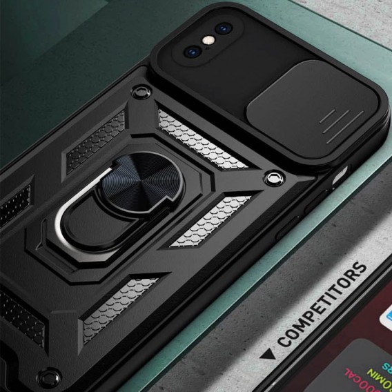 Протиударний чохол на iPhone X / XS - Camshield Serge Ring, Чорний
