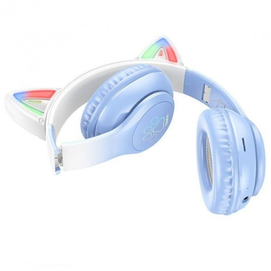 Накладные беспроводные наушники Hoco W42 Cat, Crystal Blue - изображение 1