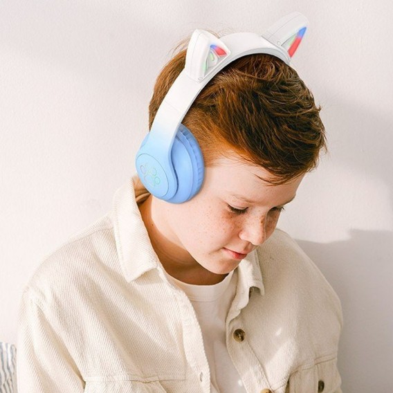 Накладні бездротові навушники Hoco W42 Cat, Crystal Blue