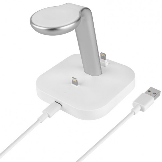 Бездротова зарядка Hoco CW43 Graceful 3-in-1, White