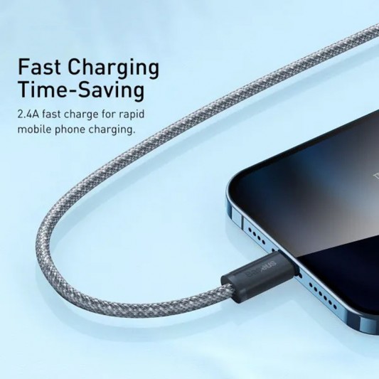 Дата кабель Baseus Dynamic Series USB to Lightning 2.4A (1m) (CALD000402) Slate Gray - зображення 1 