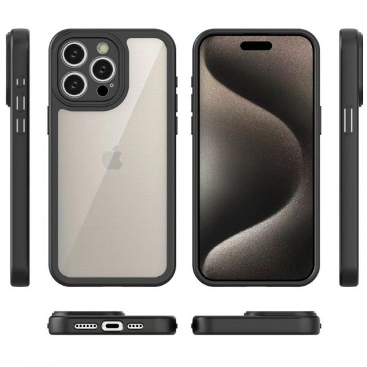 TPU чохол Transparent + Colour 1,5mm для Apple iPhone 13 Pro (6.1") Black - зображення 1 