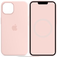 Чохол Silicone case (AAA) with Magsafe and Animation для Apple iPhone 14 (6.1") Рожевий / Chalk Pink
