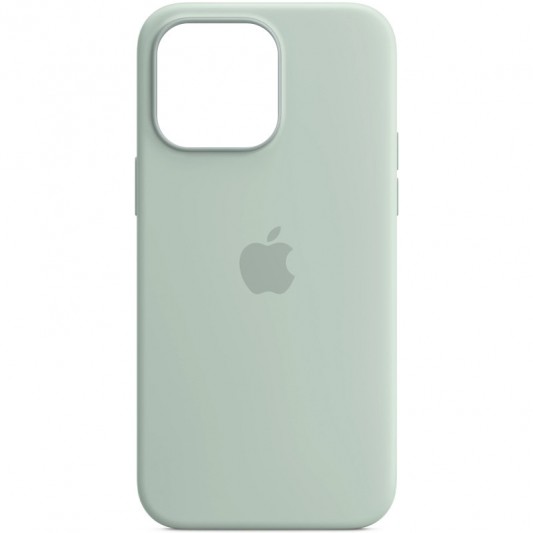 Чехол Silicone case (AAA) with Magsafe and Animation для Apple iPhone 14 Pro (6.1") Бирюзовый / Succulent - изображение 2