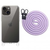Чехол TPU Transparent with Straps для Apple iPhone 15 (6.1 дюйма) Light Purple