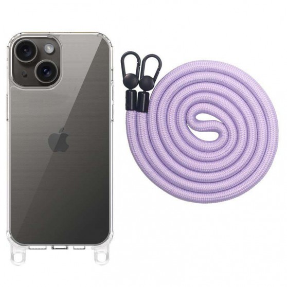Чехол TPU Transparent with Straps для Apple iPhone 15 (6.1") Light Purple