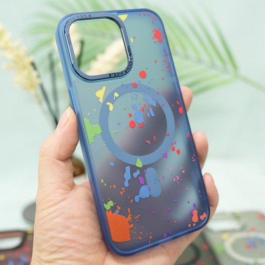 Чехол TPU+PC Flush with MagSafe для Apple iPhone 14 (6.1") Dark blue - изображение 2