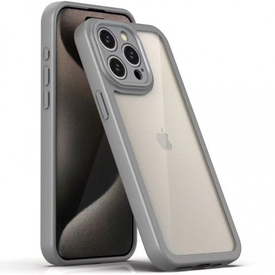 TPU чехол Transparent + Colour 1,5mm для Apple iPhone 15 Pro Max (6.7") Grey