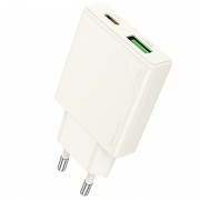Зарядное устройство Hoco N45 Biscuit PD30W+QC3.0 + Type-C to Lightning, Moonlight white