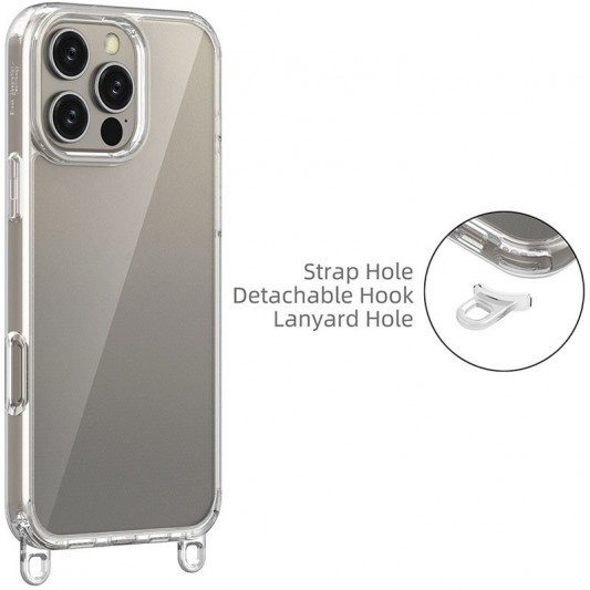 Чохол TPU Transparent with Straps для Apple iPhone 12 Pro/12 (6.1"), Grey - зображення 2 