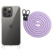 Чохол TPU Transparent with Straps для Apple iPhone 12 Pro Max (6.7") Light Purple