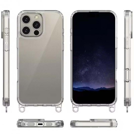 Чохол TPU Transparent with Straps для Apple iPhone 14 Pro (6.1") Red / White - зображення 2 