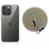 Чехол TPU Transparent with Straps для Apple iPhone 14 Pro Max (6.7 дюйма) Green / Red