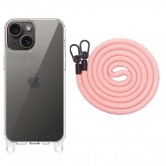 Чехол TPU Transparent with Straps для Apple iPhone 15 (6.1 дюйма) Light Pink Чехол TPU Transparent with Straps для Apple iPhone 15 (6.1 дюйма) Light Pink
