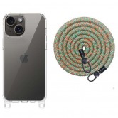 Чехол TPU Transparent with Straps для Apple iPhone 15 (6.1 дюйма) Green / Red