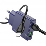 Зарядное устройство Hoco N45 Biscuit PD30W+QC3.0 + Type-C to Lightning, Titanium blue