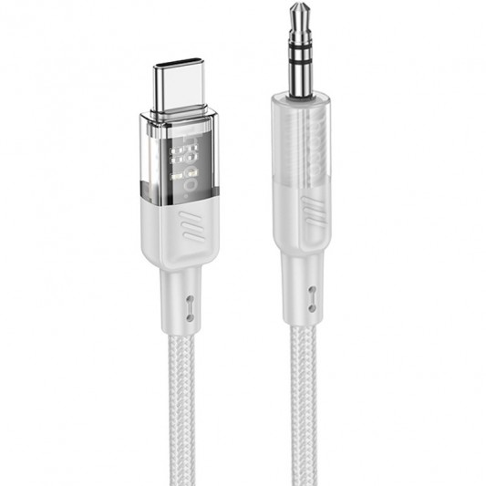 Аудио кабель Aux Hoco UPA27 Spirit transparent (Type-C to AUX 3.5mm) (1.2m), Серый