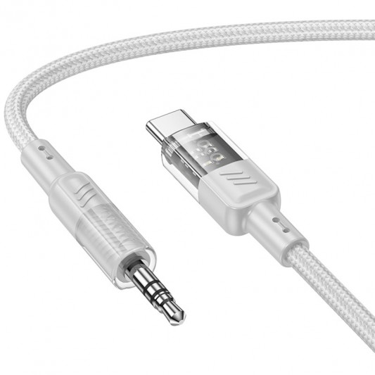 Аудио кабель Aux Hoco UPA27 Spirit transparent (Type-C to AUX 3.5mm) (1.2m), Серый - изображение 2