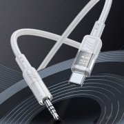 Аудио кабель Aux Hoco UPA27 Spirit transparent (Type-C to AUX 3.5mm) (1.2m), Серый