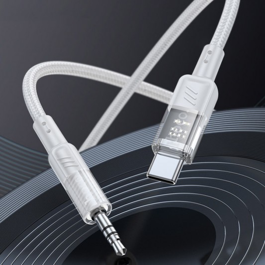 Аудио кабель Aux Hoco UPA27 Spirit transparent (Type-C to AUX 3.5mm) (1.2m), Серый - изображение 4