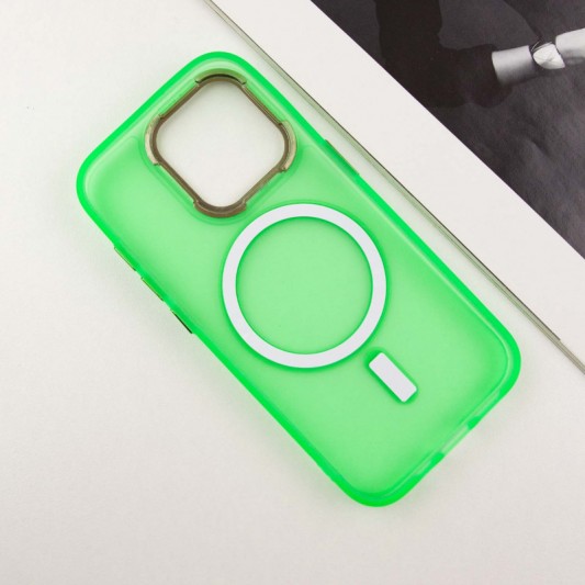 Чохол TPU+PC Lily with MagSafe для Apple iPhone 15 Pro (6.1") Neon Green - зображення 3 
