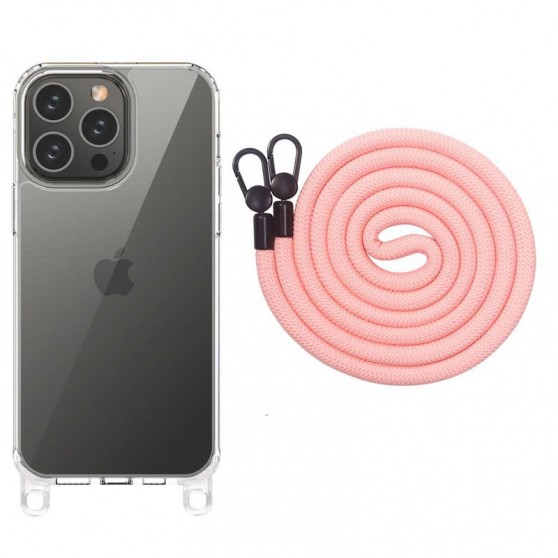 Чехол TPU Transparent with Straps для Apple iPhone 14 Pro (6.1") Light Pink