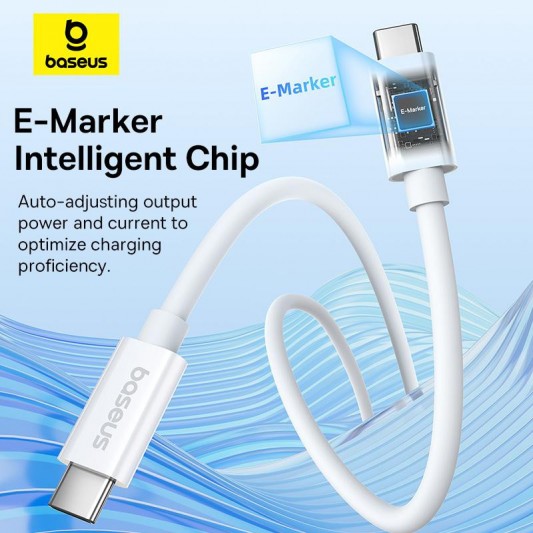 Дата кабель Baseus Superior Series 2 USB4 Full-Function Type-C to Type-C 240W (1m) (P10365200211) Moon White - зображення 2 