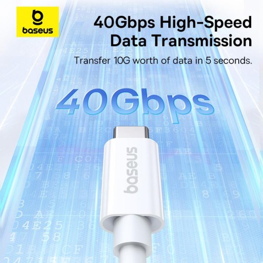 Дата кабель Baseus Superior Series 2 USB4 Full-Function Type-C to Type-C 240W (1m) (P10365200211) Moon White - зображення 3 