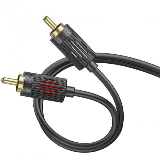 Кабель аудио Hoco UPA29 2 RCA to 2 RCA red and white double lotus (1.5m) Black - изображение 1