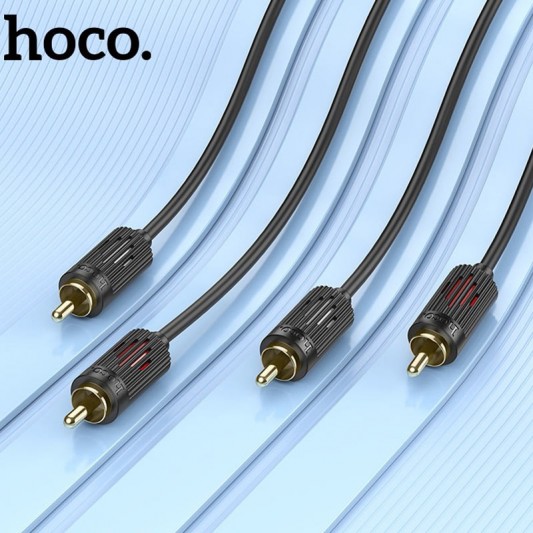 Кабель аудио Hoco UPA29 2 RCA to 2 RCA red and white double lotus (1.5m) Black - изображение 2