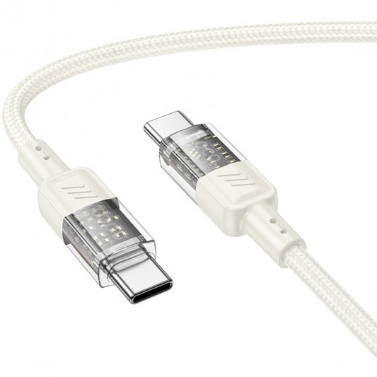 Дата кабель Hoco U129 Spirit Transparent Type-C to Type-C 60W (1.2m) Biege - изображение 1