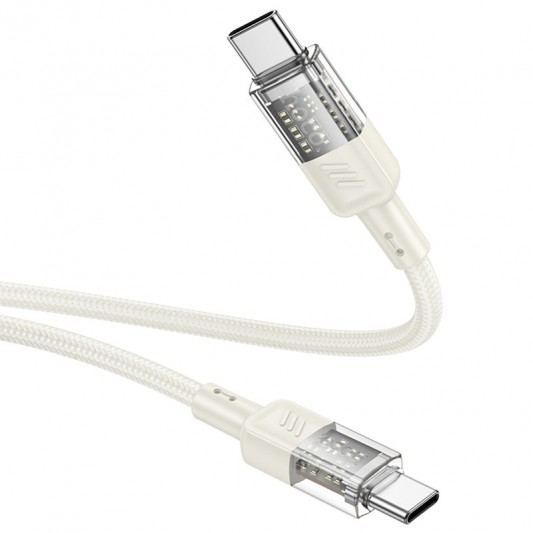 Дата кабель Hoco U129 Spirit Transparent Type-C to Type-C 60W (1.2m) Biege - изображение 2