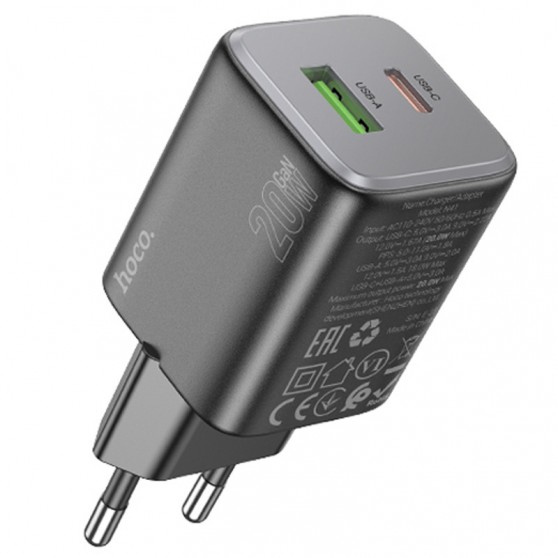 СЗУ Hoco N41 Almighty PD20W+QC3.0 (1USB-A/1C) Black